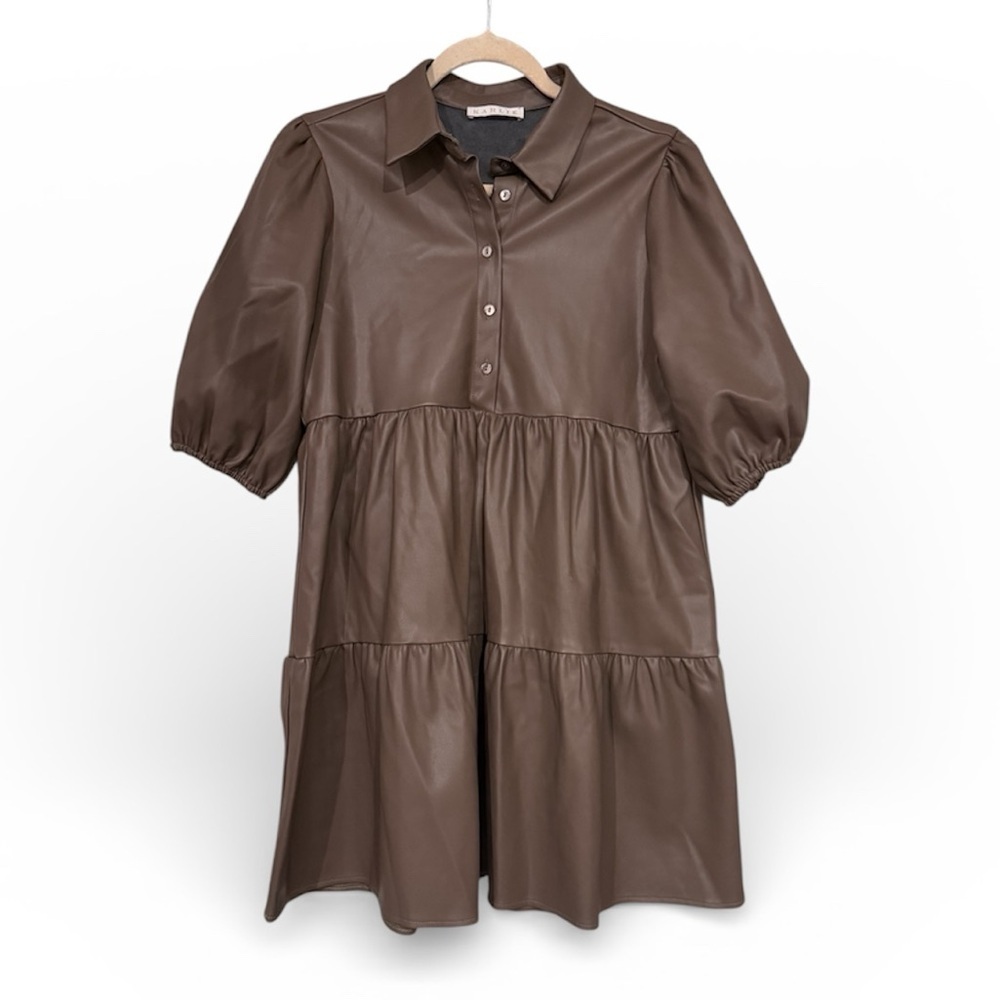 Karlie Brown Faux Leather Tier Dress​​